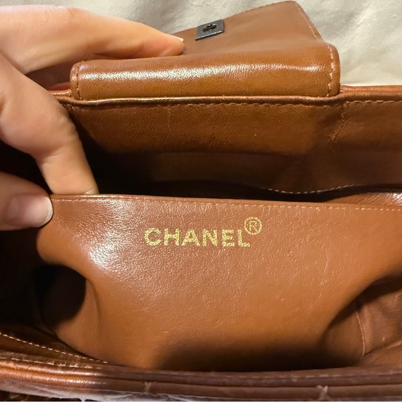 Vintage CHANEL Brown Lambskin Quilted Resin Chain Shoulder Bag 90s Rare Karl Era - Picture 13 of 16